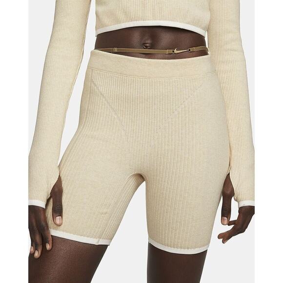 Nike Pants - Nike x Jacquemus Le Short Womens Cream Off White Ribbed High Rise Athletic Large